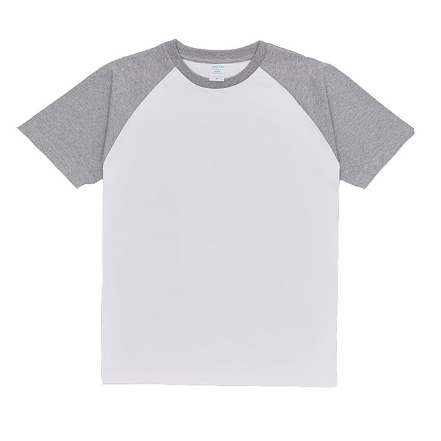 Ediodpoh Men’s Raglan Contrast T Shirt 230g Solid Color Retro Heavy Shoulder T Shirt Pure Cotton Matching Color Loose Short Sleeve Tops for Men Trendy White M