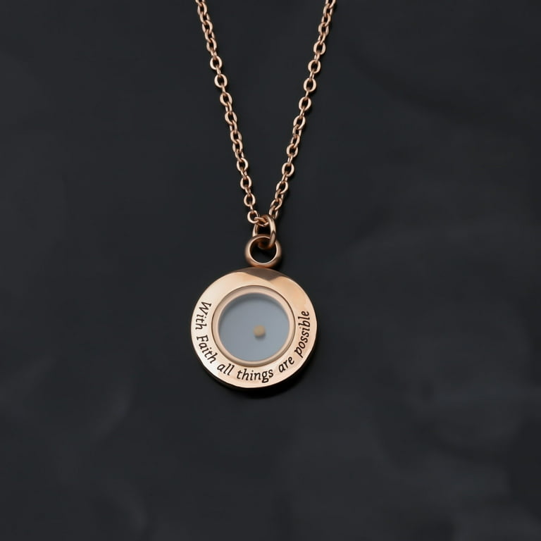 MYOSPARK Mustard Seed Pendant Faith Necklace Mustard Seed Jewelry for Christian Inspirational Gifts of Faith for Women Girls Rose Gold