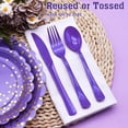 thumbnail image 3 of 150 Pcs Purple Plastic Silverware Heavy Duty Purple Plastic Cutlery Sets Includes 50 Forks, 50 Spoons, 50 Knives Disposable for Birthday, Graduation Party, Dinner, 3 of 7