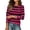 Hot Pink, variant on Stralyhd Womens Striped Long Sleeve Shirts Fall Outfits Trendy Crewneck Button Cuffs Tops Puff Sleeve Fashion Clothing White M