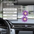 thumbnail image 2 of Cute Crochet Daisy Car Mirror Hanging - Handmade Knitted Flower Rear View Mirror Accessory, Aesthetic Purple Car Decor for Women, 2 of 5