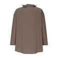 thumbnail image 4 of Yubnlvae Women's Ruffled V-Neck Blouse 3/4 Sleeve Cotton Linen Top - Casual Ruffle Trim V-Neck Shirt - Summer Beach & Office Wear (S-XXXL) (Coffee | M), 4 of 5