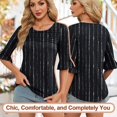 thumbnail image 2 of Camiseta Blingfit con mangas 3/4 para mujer, talla grande XXL, 2 of 5