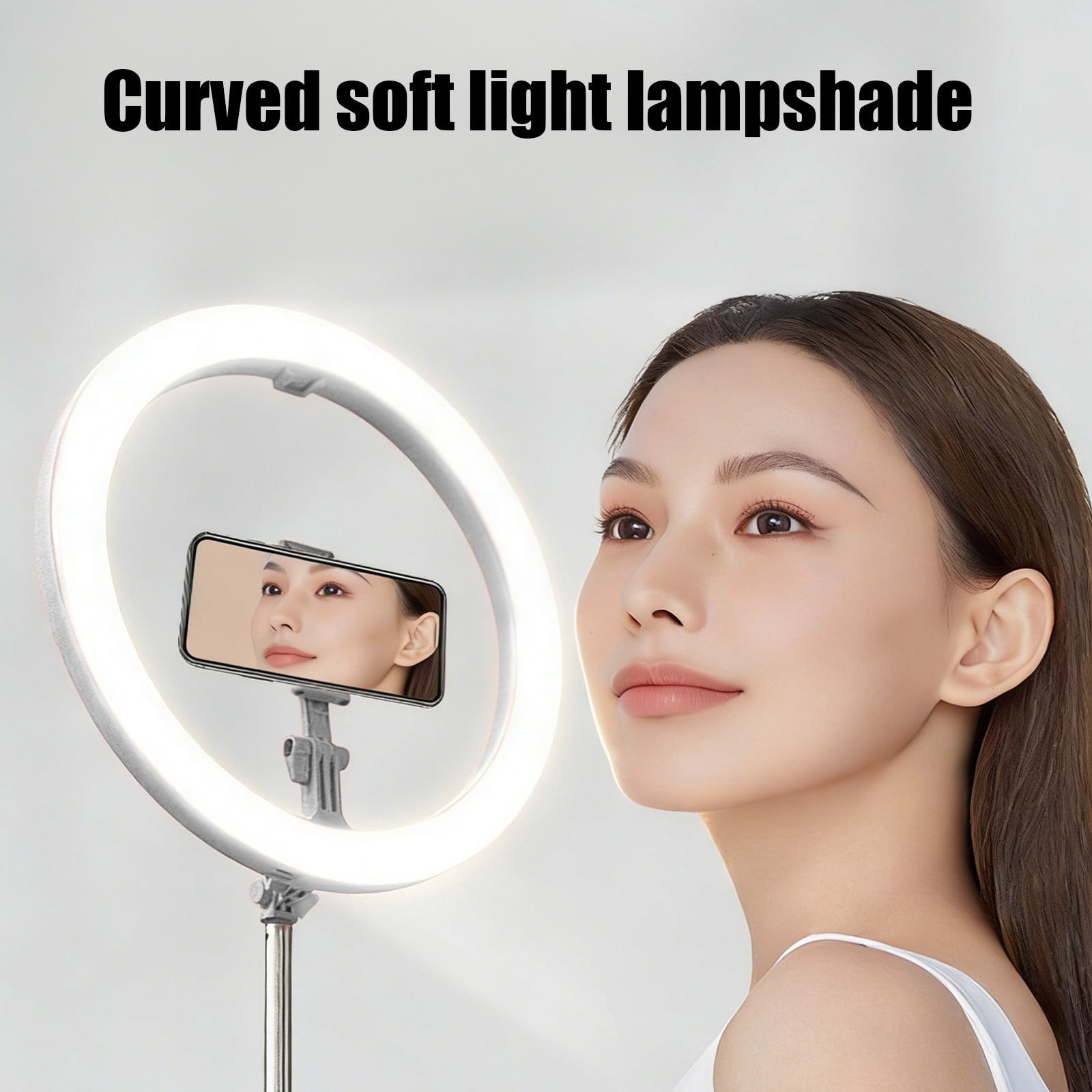 COM1950s Portable Led Ring Light, Selfie Light for Phone, Folding Video Lighting Kit with Tripod Stand, Dimmable Beauty Fill Light for Live Streaming, Youtube, Tiktok, Photography