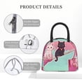 thumbnail image 4 of Daiia Cats On Broomstick Pattern Lunch Bag , Insulated Lunch Box, Small Leakproof Cooler Food Lunch Containers Reusable High Capacity Lunch Tote Bags-One Size, 4 of 6