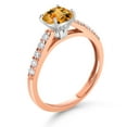 thumbnail image 3 of 10K Rose Gold Yellow Citrine and White Lab Grown Diamond Engagement Ring for Women (2.20 Cttw, Cushion Checkerboard Cut 8MM, Gemstone November Birthstone, Available in Size 5, 6, 7, 8, 9), 3 of 4