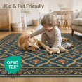 thumbnail image 4 of ODIKA 9'x12' Navy Blue Victorian Floral Medallion Washable Area Rug Geometric Lattice Framework With Alternating Botanical Motifs for Master Suite, California King, Under Bed, Non-Shedding, Easy Care, 4 of 7