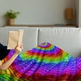 thumbnail image 3 of Rainbow Soft Flannel Fleece Throw Blanket, Psychedelic Spiral Pattern Vibrant Geometric Arrangement in Contemporary Style, Cozy Plush for Indoor and Outdoor Use, 70" x 90", Multicolor, by Ambesonne, 3 of 5
