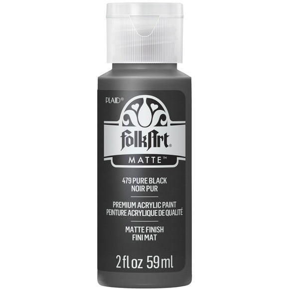 Folkart Matte Acrylic Craft Paint, 2 fl. oz., Pure Black
