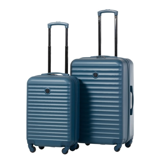 Protege 2-Piece Hardside Spinner Luggage Set with Carry On and Medium Checked Suitcase, Blue