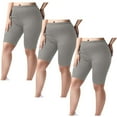 thumbnail image 2 of QATAINLAV Today Sales! Womens 3 Pieces Plus Size Biker Shorts Casual Elastic Waist Yoga Leggings Stretchy Slim Fit Knee Length Workout Short Pants Gray L, 2 of 8