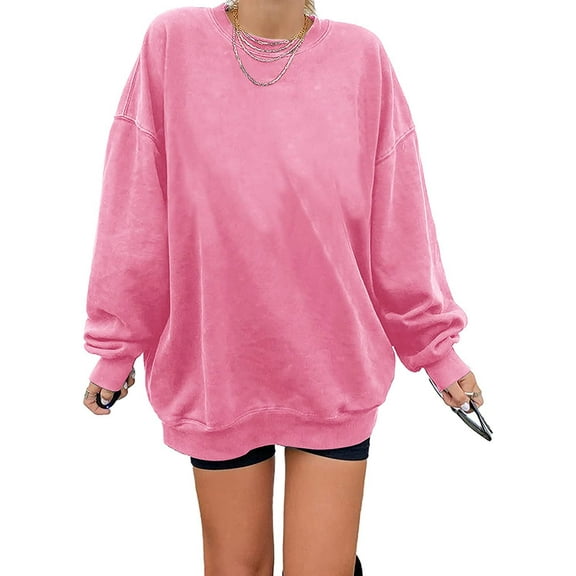 Sherrylily Women Oversized Long Sleeve Sweatshirts Round Neck Casual Pullover Top