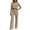 Khaki, variant on dGslk Women's Casual Temperament Commuting Wide-leg Pants Solid Color Two-piece Suit Black L