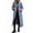 Blue, variant on Female Winter -Lined Midi Long Denim Jacket Casual Button Down Jean Trench Coat Blue L