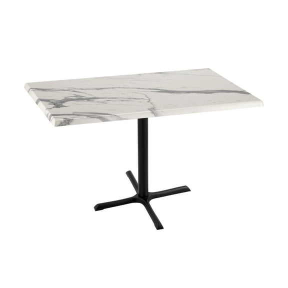 Holland 36" Black X-Style Base Rectangle Table in 48" White Marble Top