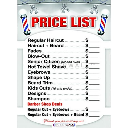Barber Shop Price List by BARBERWALL - Barber Poster - Barber Shop Poster -  36 x 24 Laminated | Walmart Canada