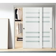 thumbnail image 2 of Sliding Closet Frosted Glass Bypass Doors 36 x 96 inches | Quadro 4266 White Silk | Sturdy Top Mount Rails Moldings Trims Hardware Set | Wood Solid Bedroom Wardrobe Doors, 2 of 5
