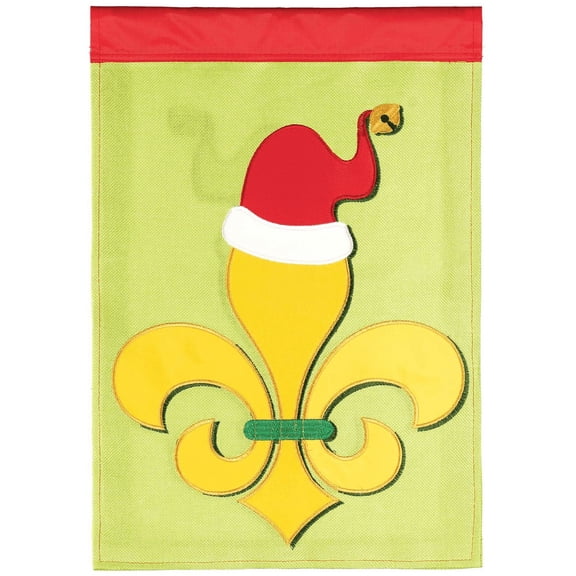 Magnolia Gardens M001662 29 x 42 in. Fleur De Lis Santa Hat Burlap Garden Flag - Large