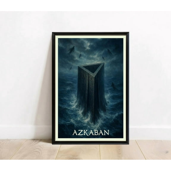 Miluva Azkaban Travel Poster Print - Harry Potter Prison Wall Art - Dark Fantasy Dementor Scene - Decor For Living Room Bedroom, 8x12 UNFRAMED