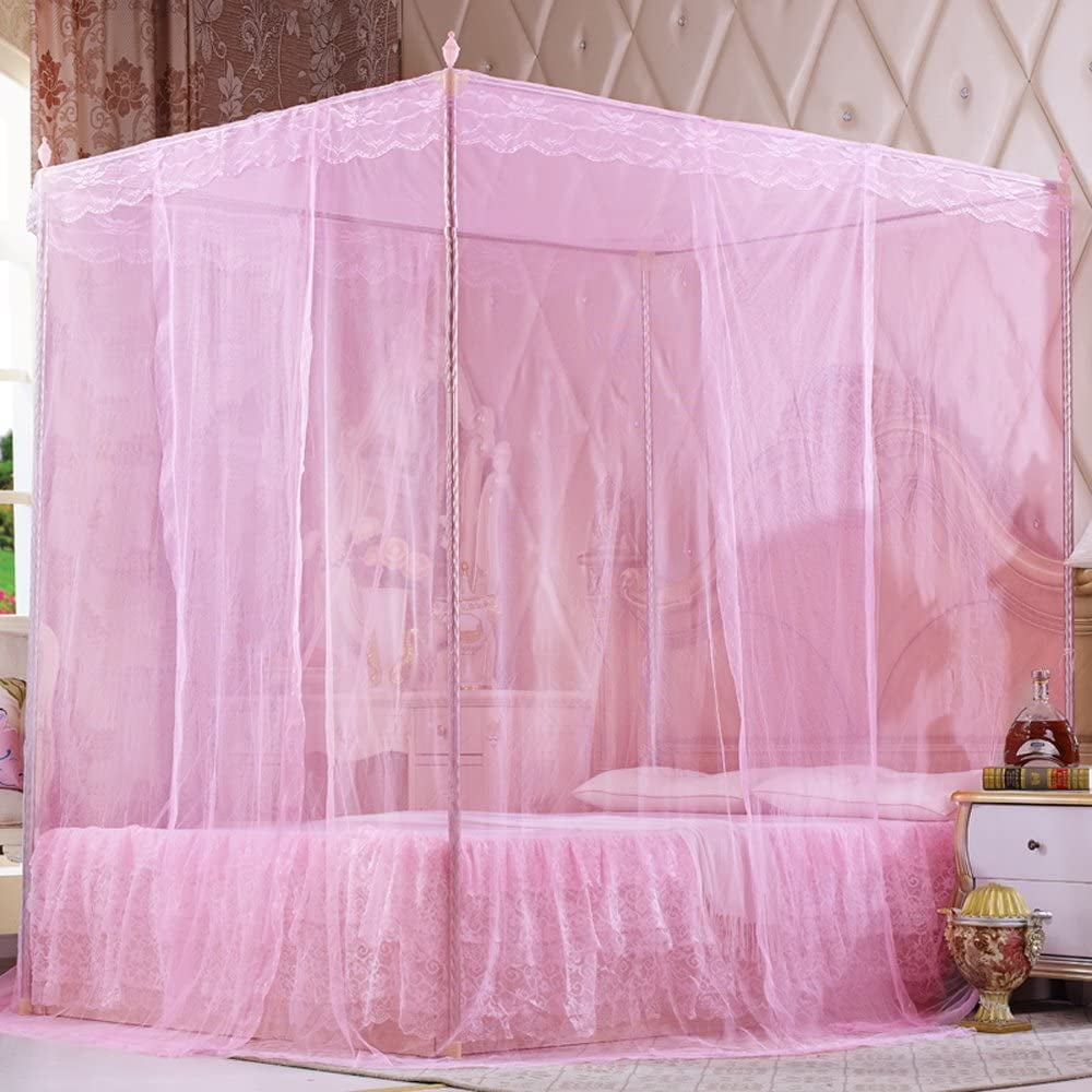 Visland Mosquito Net, 4 Corner Post Bed Canopy, Quick and Easy Installation for King Size Beds Large Queen Size Bed Curtain