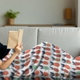 thumbnail image 3 of Abstract Soft Flannel Fleece Throw Blanket, Pineapples with Triangles Lines and Checkered Squares Fruit Design, Cozy Plush for Indoor and Outdoor Use, 60" x 80", Dark Coral Dark Blue, by Ambesonne, 3 of 5