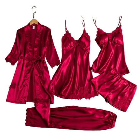 

Female Pajamas Set 5pcs Sleepwear Sexy Lace Comfortable Sleepwear Loungewear