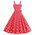 thumbnail image 2 of Htigea Womens Polka Dot A-Line Dress Vintage Cocktail Party Swing Dresses Summer Sleeveless Elastic Open Back Sundress Red,XL, 2 of 4
