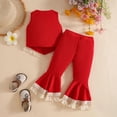 thumbnail image 4 of CAIVO Child Toddler Girls Sleeveless Floral O-Neck Tassels T Shirt Vest Tops Pants Kids Outfit Sets Fashionable Clothing Sets, 4 of 4