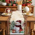 thumbnail image 4 of Christmas Cotton Linen Table Runner Xmas Snowman Pine Tree Snowflakes Wood Grain Gold Dining Table Runners for Home Decor Party Dining Room Restaurant Kitchen Party 13" x 120", 4 of 9
