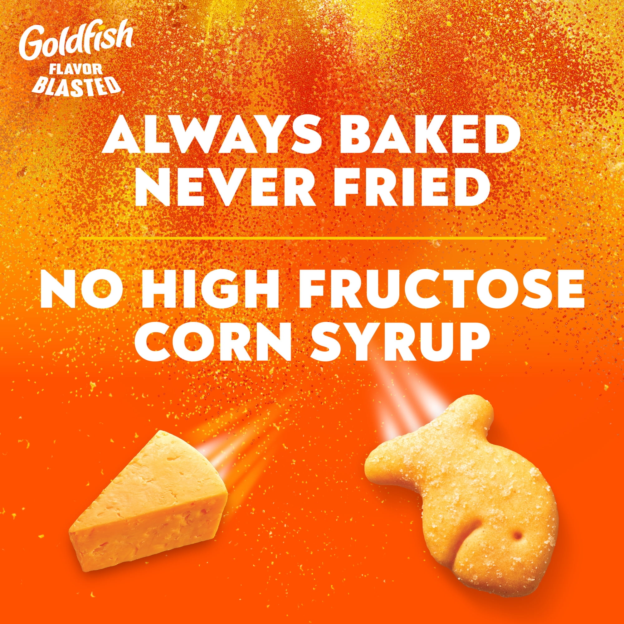 (3 pack) Goldfish Crackers, Flavor Blasted Xtra Cheddar Crackers, Family Size, 10 oz Bag