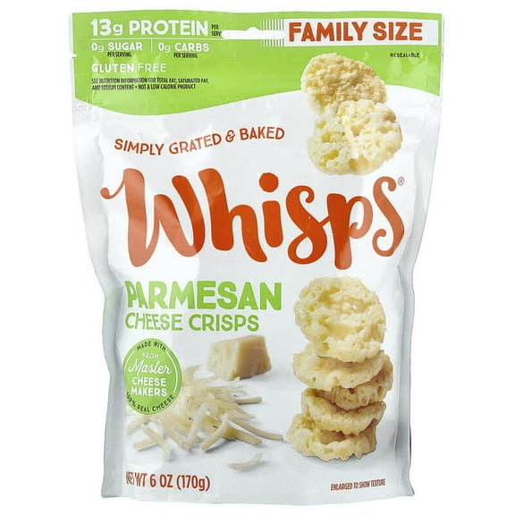 Whisps, Cheese Crisps, Parmesan, 6 oz Pack of 2