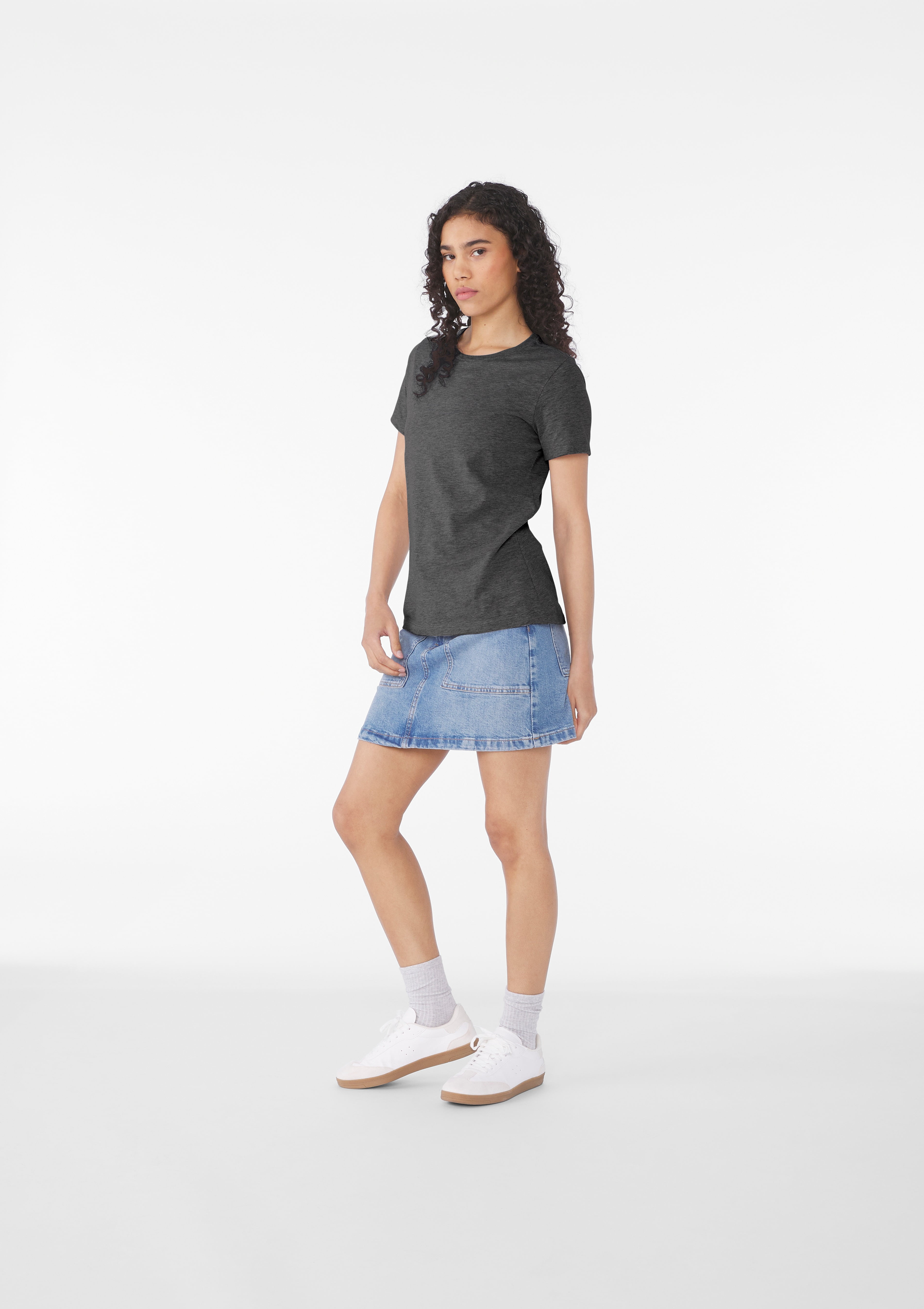 BELLA+CANVAS Women's Crew Neck Personalized T-Shirt, Create your own Designs, Dark Grey Heather, Extra Large