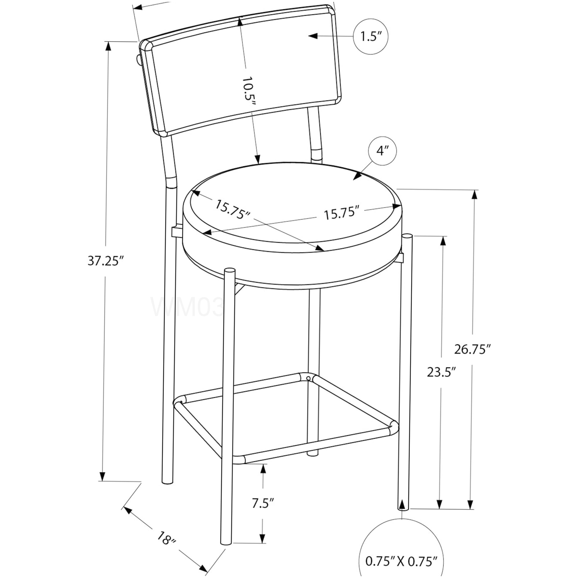 Set of 2 Grey Fabric Bar Stools with Black Metal Legs for Counter Height