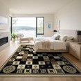 thumbnail image 3 of ODIKA 9'x12' Washable Area Rug Non-Slip, Chair-Friendly Table Geometric Pvc Block Vintage Border Dining Under Vinyl for Room, Basement, Large Office, 3 of 7