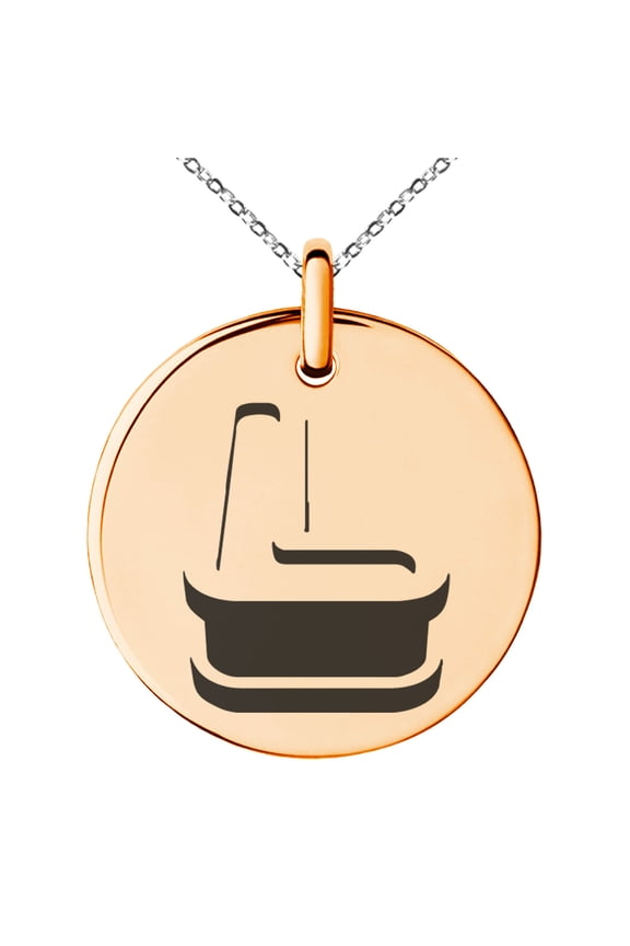 Stainless Steel Letter L Initial 3D Monogram Engraved Small Medallion Circle Charm Pendant Necklace