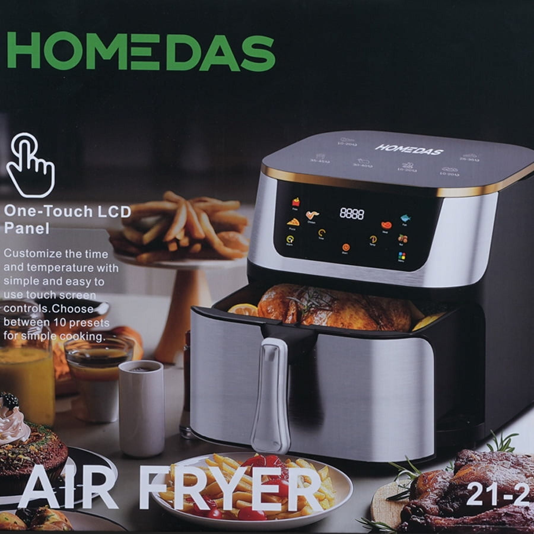 Stainless steel visual intelligent household 10L large capacity air fryer