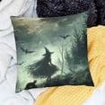 thumbnail image 2 of SHANXI Witch Throw Pillow Covers Cat Gray Light Orange Velvet Ornaments Comfortable Couch Bedroom 18x18in, 2 of 5