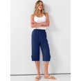 thumbnail image 2 of BAKREP Womens Wide Leg Capri Pants Elastic Waist Casual Loose Lounge Trousers Summer Flowy Beach Vacation Clothes, 2 of 12