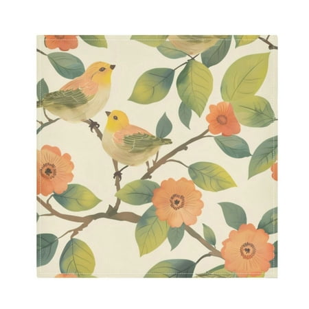 

Napkin Satin Napkin 20*20Inchx4 Kitchen Towel Dinner Plate Towel Decorative Towel Napkin Tea Towel Suitable For Kitchen Table Orange Bird