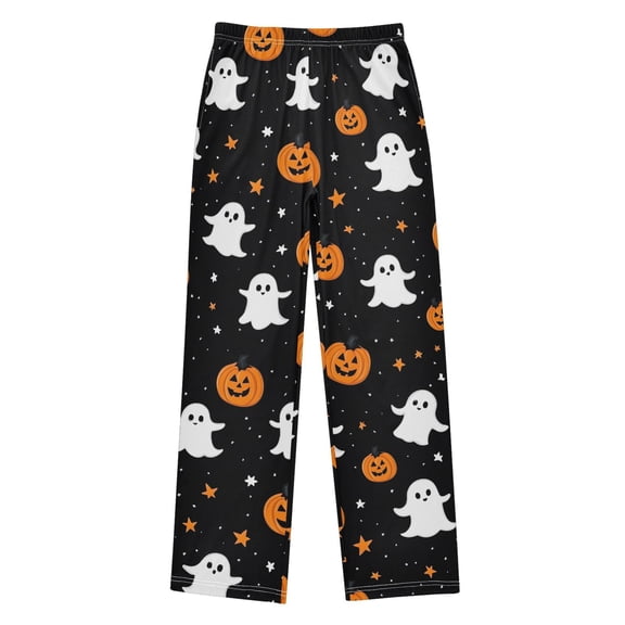 Boys Pajama Pants Halloween Pumpkin Ghost Soft Kids Pj Bottoms Lounge Pants with Pockets Boys Sleepwear Size 6-14