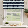 thumbnail image 2 of Aqua Navy Blue Striped Curtain Valances for Windows, Kitchen Valance Window Treatments Panel 2 Pack, Modern Abstract Lines Geometric Rod Pocket Short Curtains for Bathroom Bedroom 42 x 18 Inch, 2 of 8