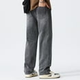 thumbnail image 5 of Men's spring distressed straight leg pants, trendy brand jeans American high street yellow mud dyed casual denim pants, 5 of 23