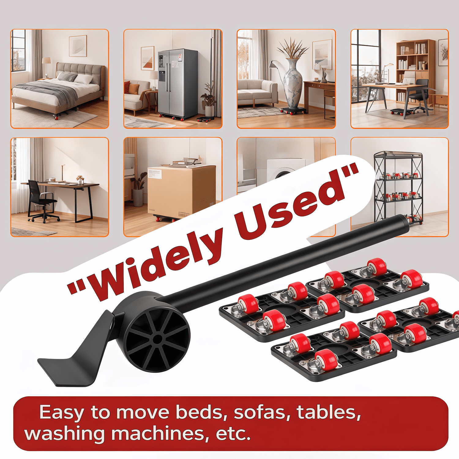 ZHIJYBO Furniture Dolly, Heavy Duty Furniture Lifter & Furniture Movers Hand Tools Set,  Alloy Heavy Duty Furniture Movers, 360°Small Flat Dolly Furniture Movers With Wheels, 880 Lbs Capacity, Black