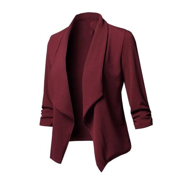 Pntutb - Abrigo corto de manga larga para mujer, estilo elegante, manga larga, cuello vuelto Pntutb Pntutb-1613