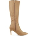 thumbnail image 3 of BLISSFUL STEP Women's Pointed Toe Stiletto Heels Knee High Boots Khaki 8, 3 of 7