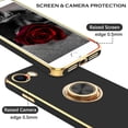 thumbnail image 3 of iPhone SE 2022 Case,iPhone SE 2020 Case,iPhone 8/7 Case with Rotatable Ring Holder Magnetic Kickstand Women Girls Slim Shockproof Protective Phone Cover for iPhone SE 3rd/2nd Gen, Black/Gold, 3 of 9
