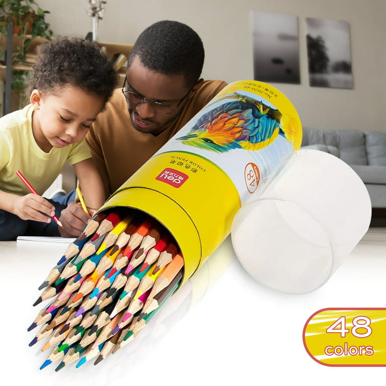 DELI 48 Color Drawing Pencils for Kids with Sharpener