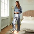 thumbnail image 2 of ZROVA Women's Satin Pajama Sets 2-Pack (4 Pieces), Long Sleeve Button Down Sleepwear & Loungewear, 2 of 10