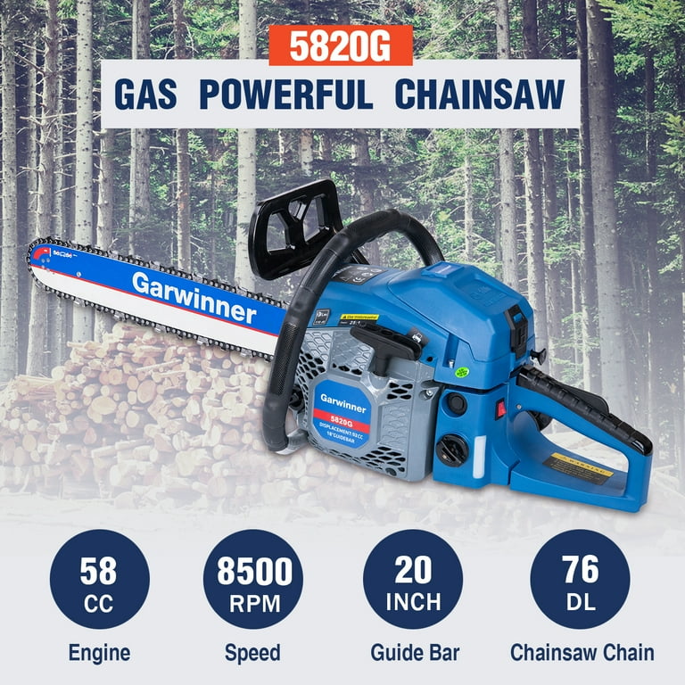 Garwinner 58CC 2-Stroke Gas Chainsaw 18-Inch Cordless Chainsaw for