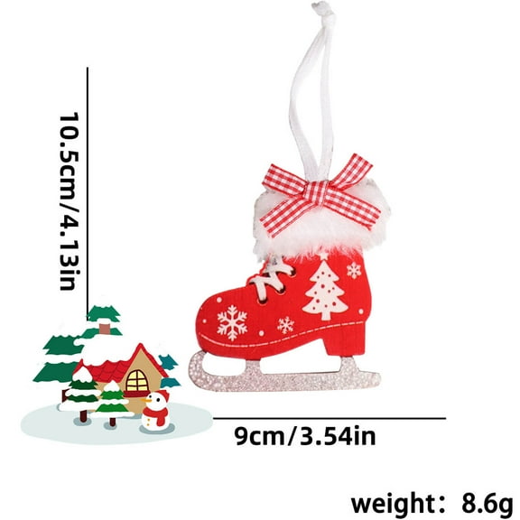 CuiLiyq Wooden Ice Skates Christmas Tree Ornaments, for Xmas Wedding Party Holiday Decorations (Red)